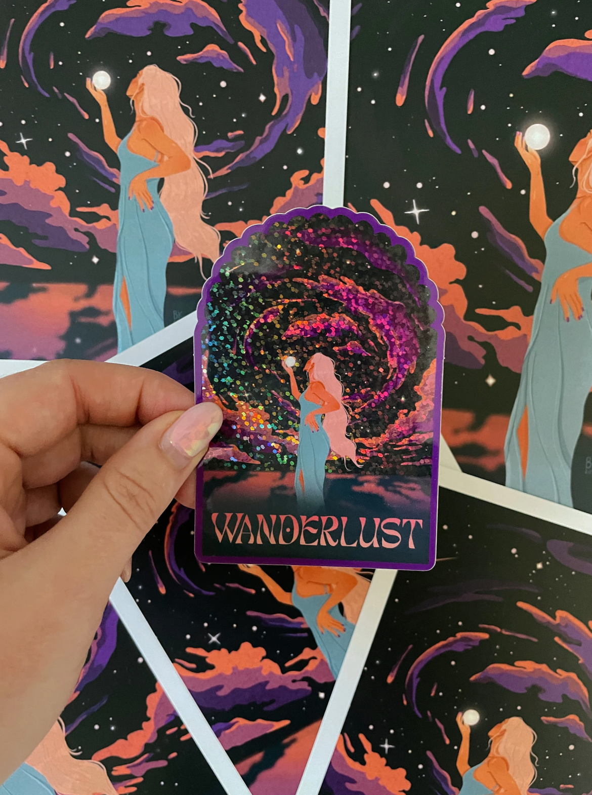 Wanderlust Glitter Sticker