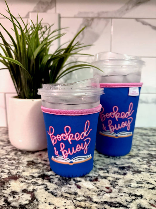 Booked & Busy Iced Coffee Drink Sleeve- Medium