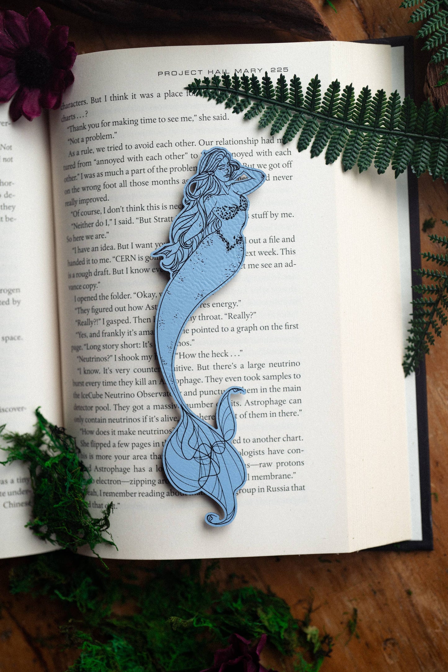 Enchanted Mermaid Faux Leather Bookmark