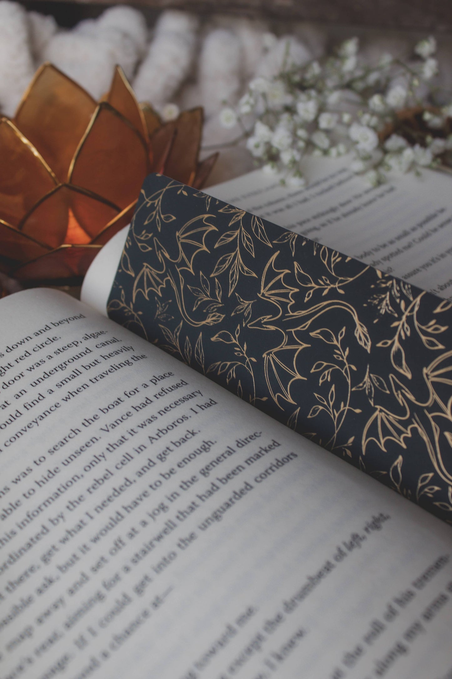 Teal Dragons Gold Foil Bookmark