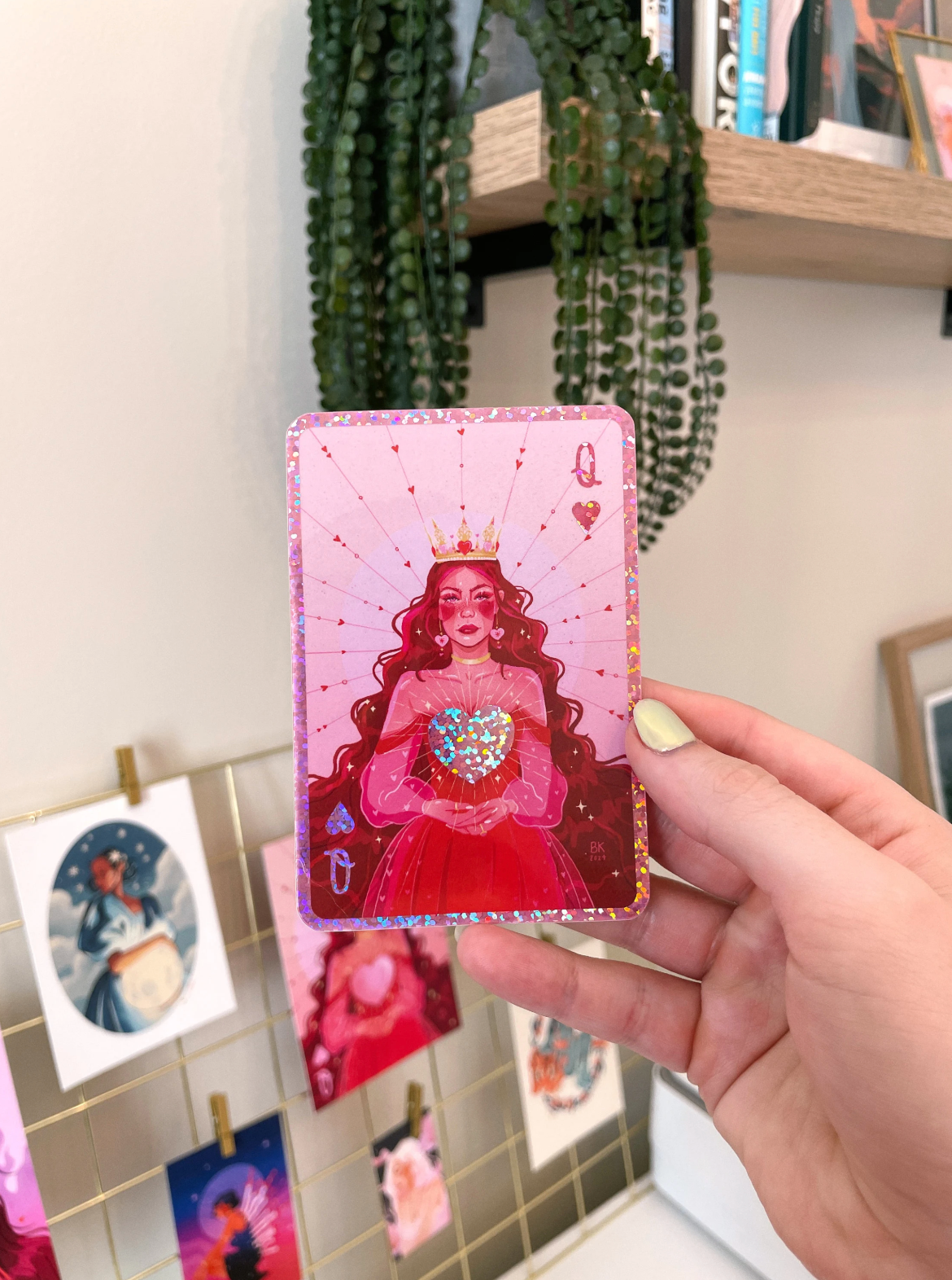 Queen of Hearts Glittery Sticker