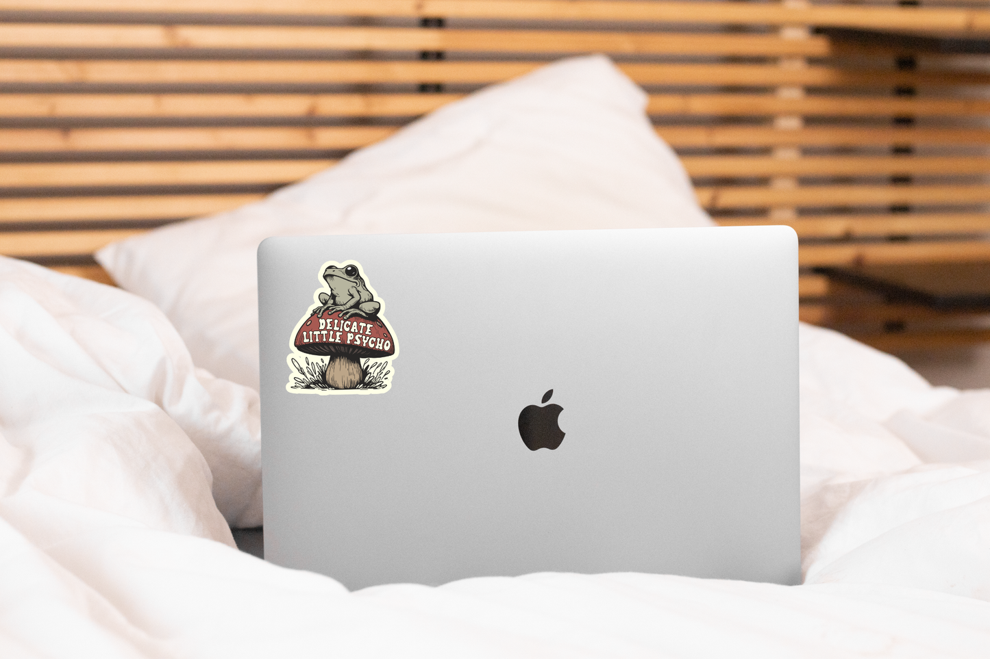 Delicate Little Psycho Sticker - frog, toad, mushroom, cute