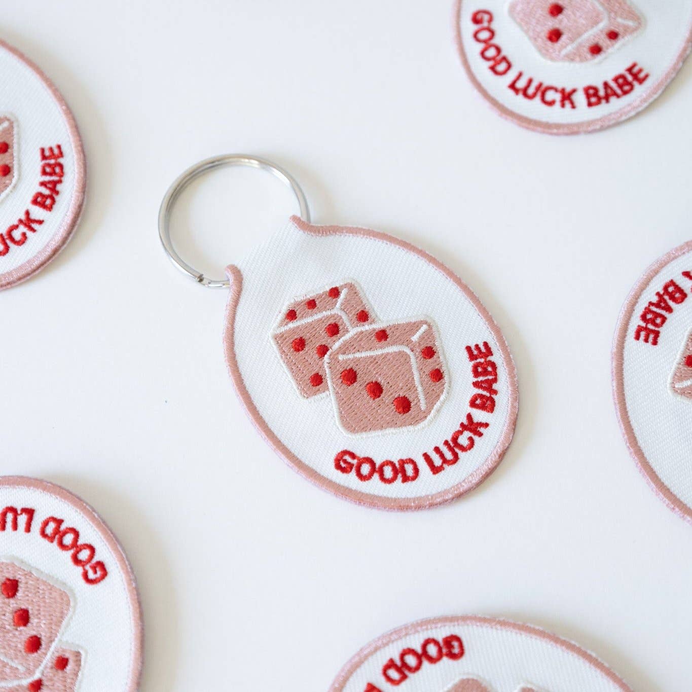 Good Luck Babe Embroidered Keychain