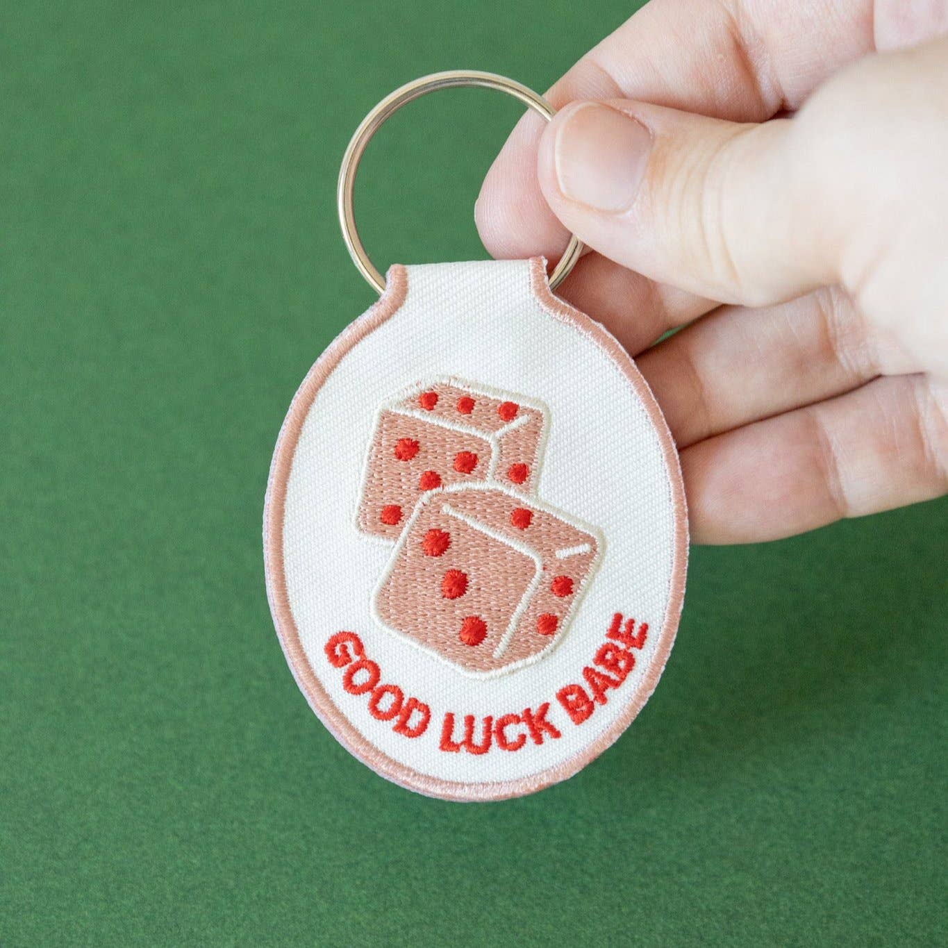 Good Luck Babe Embroidered Keychain