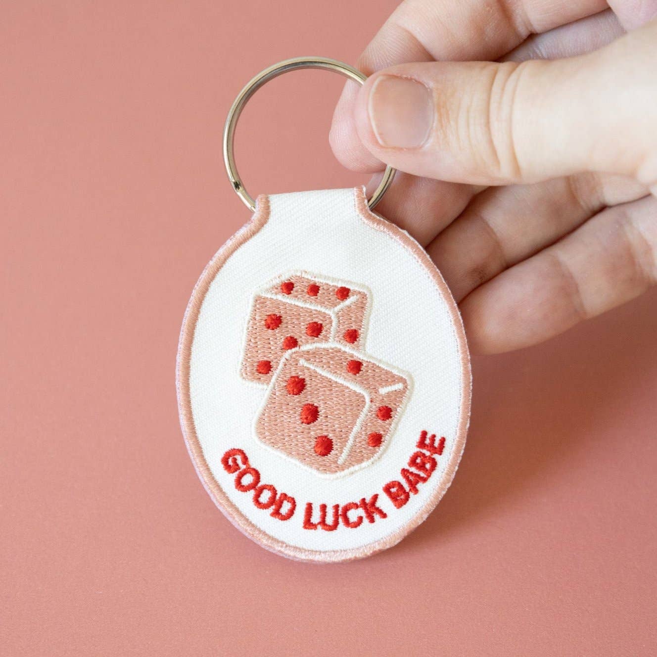 Good Luck Babe Embroidered Keychain
