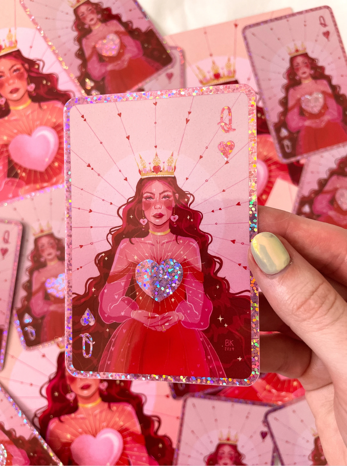 Queen of Hearts Glittery Sticker