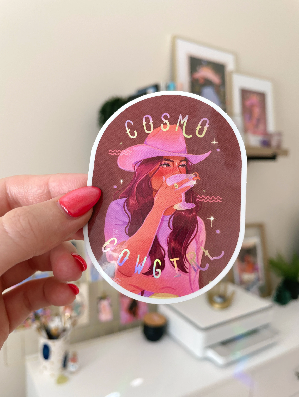 Cosmo Cowgirl Holographic Sticker