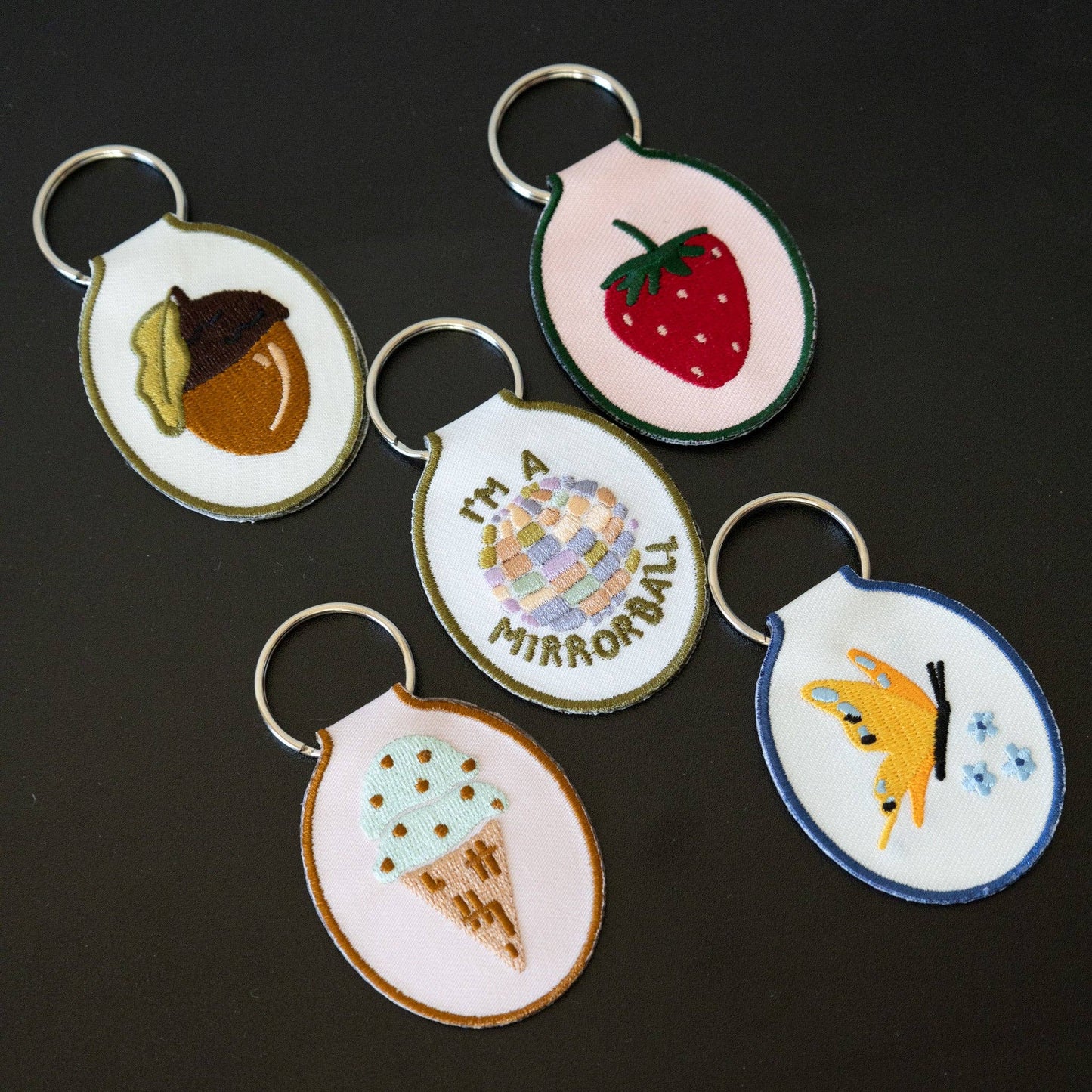Mirrorball Embroidered Keychain