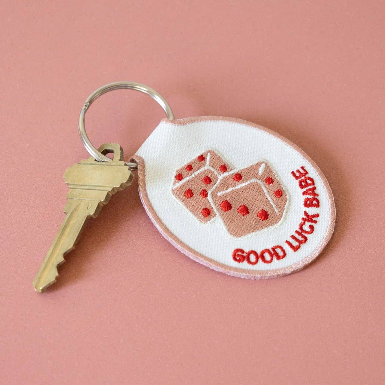 Good Luck Babe Embroidered Keychain