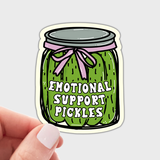 Emotional Support Pickles Sticker - coquette, funny, cute
