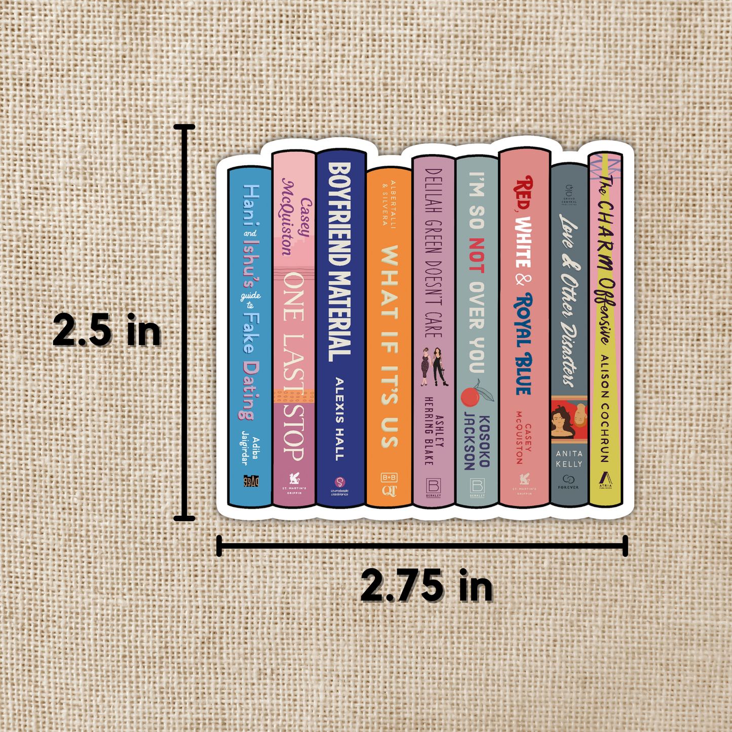 LGBTQ+ RomCom Book Stack 3-inch Sticker