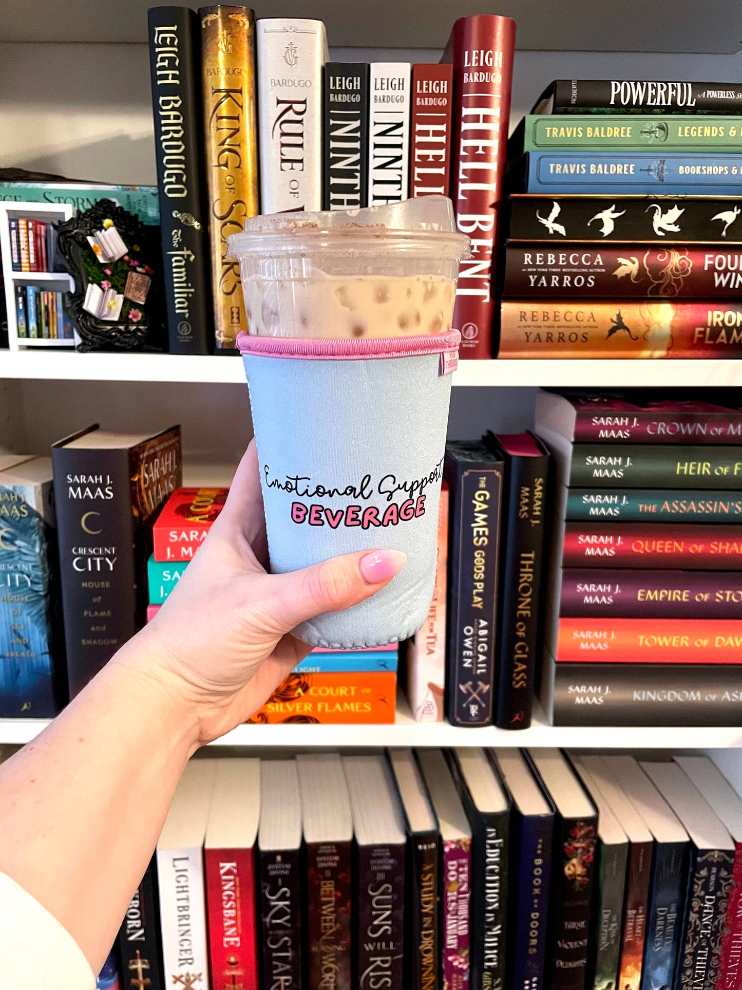 Blue Emotional Support Iced Coffee Drink Sleeve - Medium