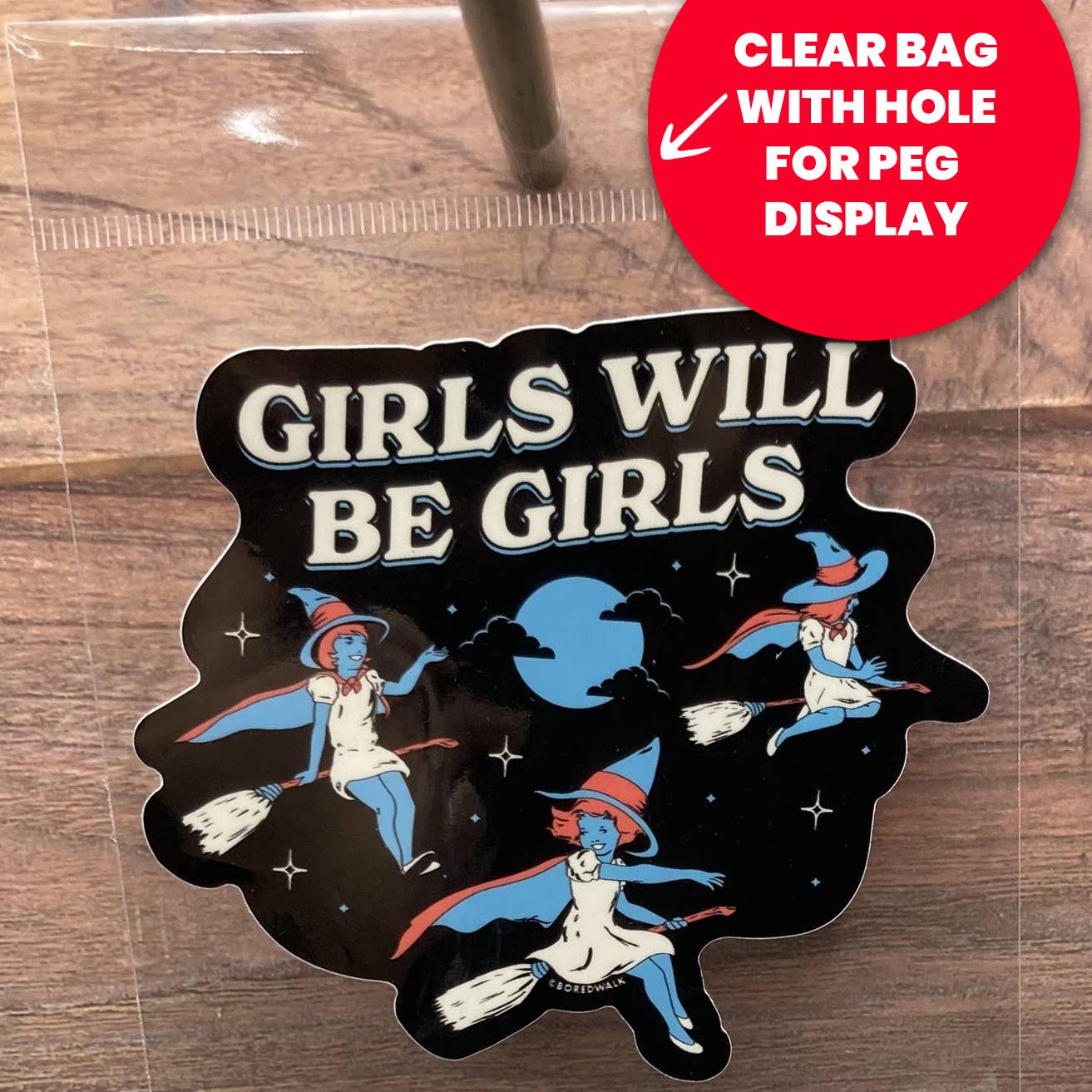 Girls Will Be Girls Witch Die Cut Sticker