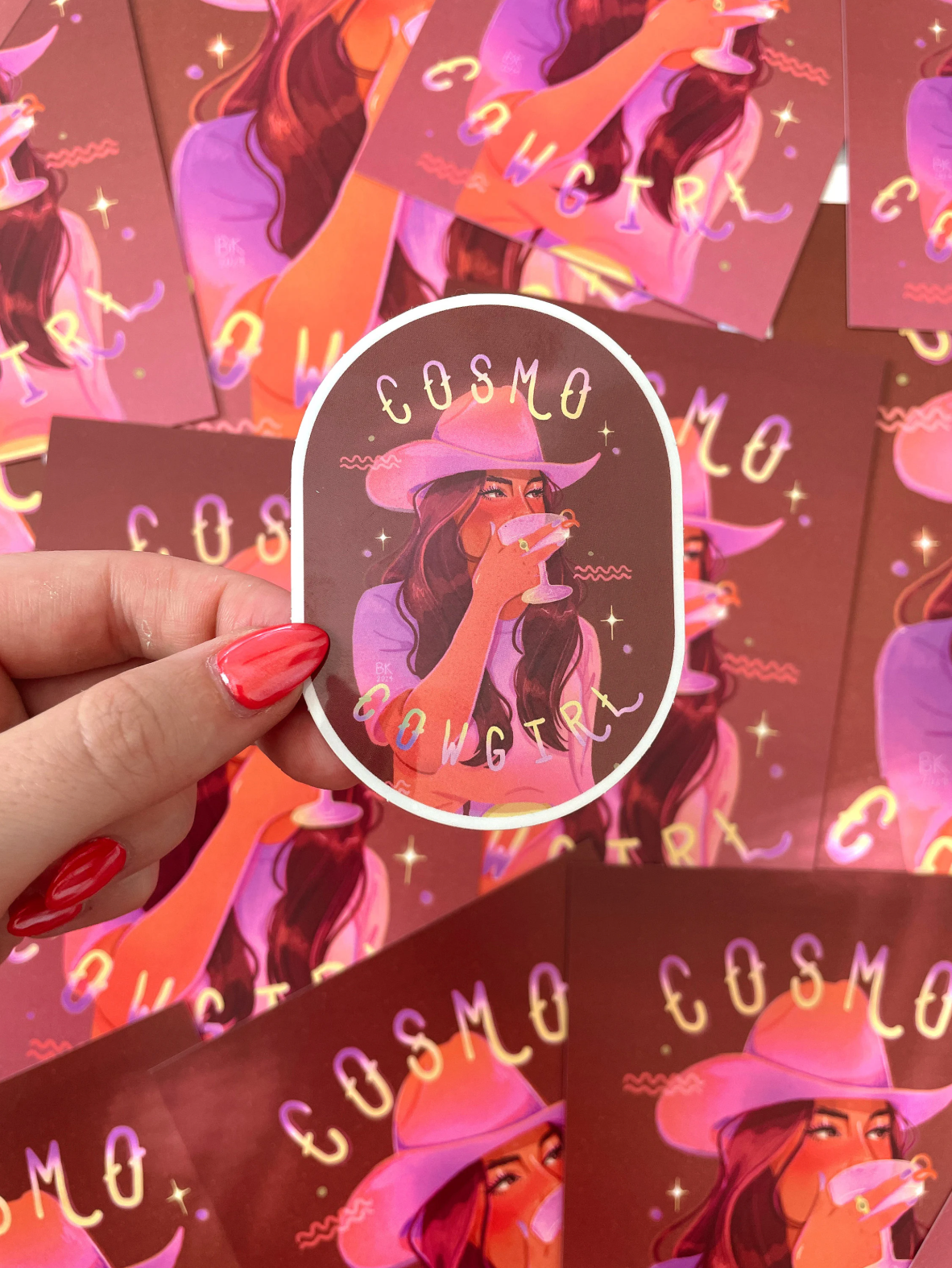 Cosmo Cowgirl Holographic Sticker